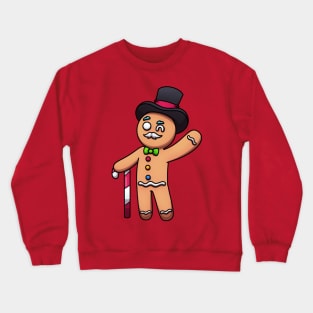 Gingerbread Man With Mustache And Top Hat Crewneck Sweatshirt